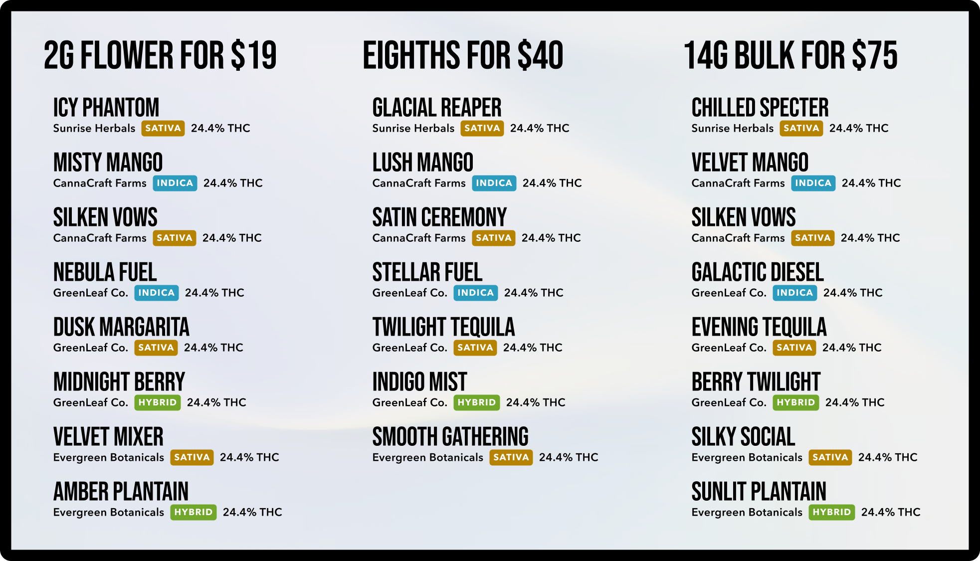 Lookbook Deli Menu - 3 Column Price in Header