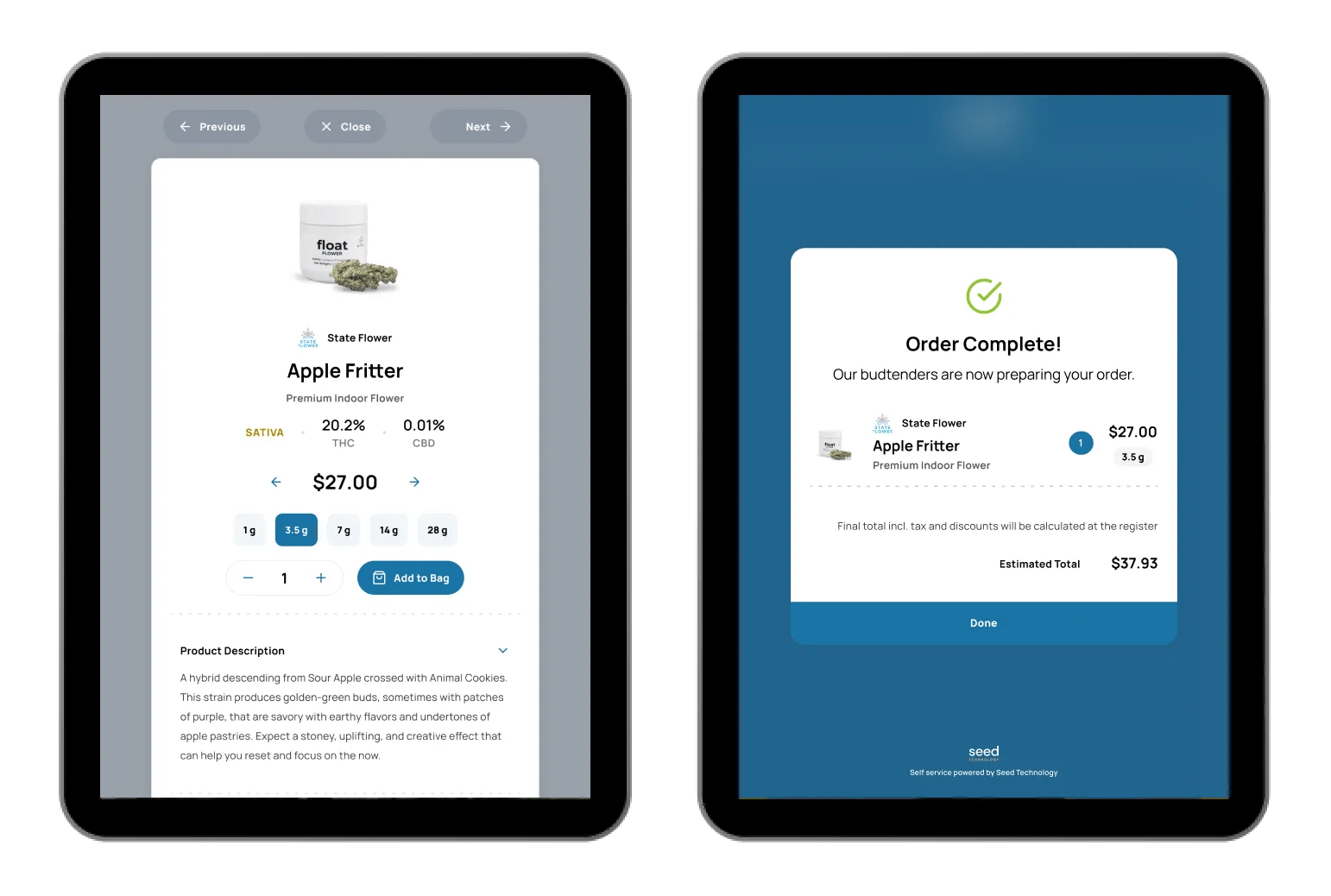 example of self service or self-ordering technology for cannabis dispensaries