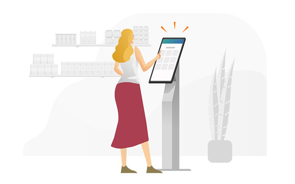 ilustration - woman using a self service interactive tablet