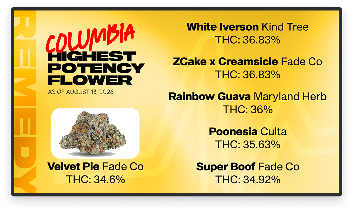 Cannabis dispensary TV menu featuring Seed Signage